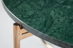 Runder Couchtisch NOBLE 65cm grün Marmor abnehmbare Tischplatte klappbar gold Metall