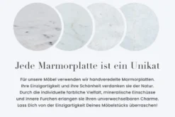 Runder Couchtisch NOBLE 65cm weiß Marmor abnehmbare Tischplatte klappbar silber Metall