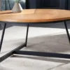 Runder Couchtisch OAK ELEGANCE 80cm Eiche Holz-Design schwarzes Metallgestell