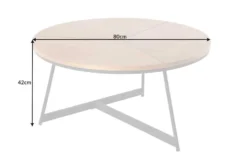 Runder Couchtisch OAK ELEGANCE 80cm Eiche Holz-Design schwarzes Metallgestell