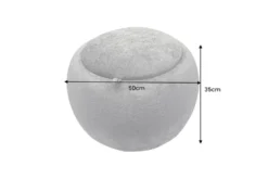 Runder Couchtisch ORBIT 50cm grau Bouclé Hocker mit Tablett und Stauraum