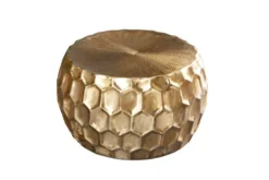Runder Couchtisch ORGANIC ORIENT 70cm gold Metall Hammerschlag handmade Waben Design