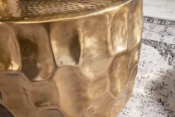 Runder Couchtisch ORGANIC ORIENT 55cm gold Metall Hammerschlag 3D-Design handmade