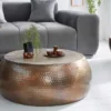 Runder Couchtisch ORIENT 80cm kupfer geflammt Metall Hammerschlag Design handmade