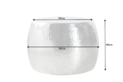 Runder Couchtisch ORIENT 60cm silber Metall Aluminium Hammerschlag Design handmade