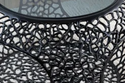 Runder Couchtisch SPIN 75cm schwarz Schwarzglas Metall mit Stauraum handmade