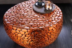 Runder Couchtisch STONE MOSAIC 75cm kupfer Metall Mosaik handmade