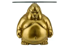 Runder Couchtisch SUMO 55cm gold Skulptur handmade