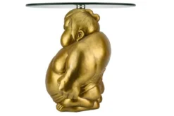 Runder Couchtisch SUMO 55cm gold Skulptur handmade