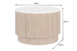 Runder Couchtisch TRES CHIC 60cm weiß Marmor natur Mangoholz mit Stauraum