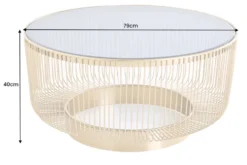 Runder Couchtisch VARIATION 80cm gold Metallgestell Schwarzglas Handarbeit
