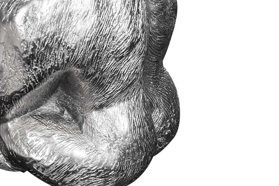 Runder Couchtisch WILDLIFE KONG 60cm silber Metall Glas Affenfigur Gorilla Skulptur handmade