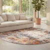 Runder Design Teppich MODERN ART 230cm beige grau kupfer Kurzflor Indoor