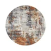 Runder Design Teppich MODERN ART 150cm beige grau kupfer Kurzflor Indoor