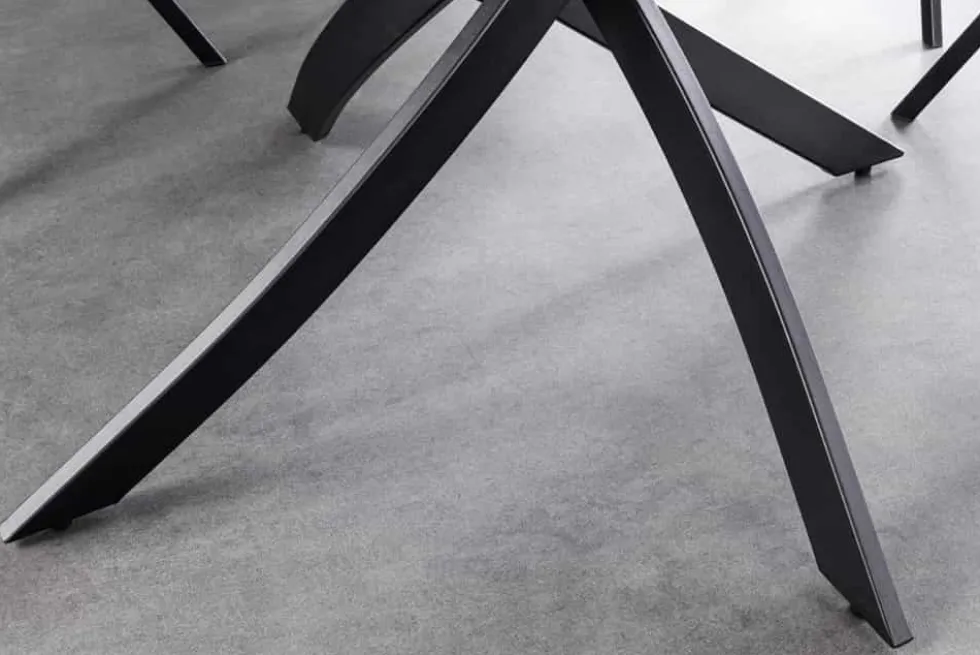 Runder Esstisch ALPINE 120cm anthrazit Keramik schwarzes Metallgestell