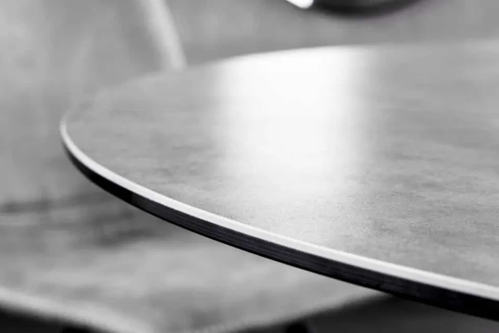 Runder Esstisch ALPINE 120cm anthrazit Keramik schwarzes Metallgestell