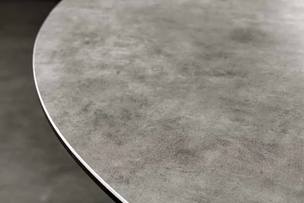 Runder Esstisch ALPINE 120cm anthrazit Keramik schwarzes Metallgestell
