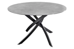 Runder Esstisch ALPINE 120cm anthrazit Keramik schwarzes Metallgestell
