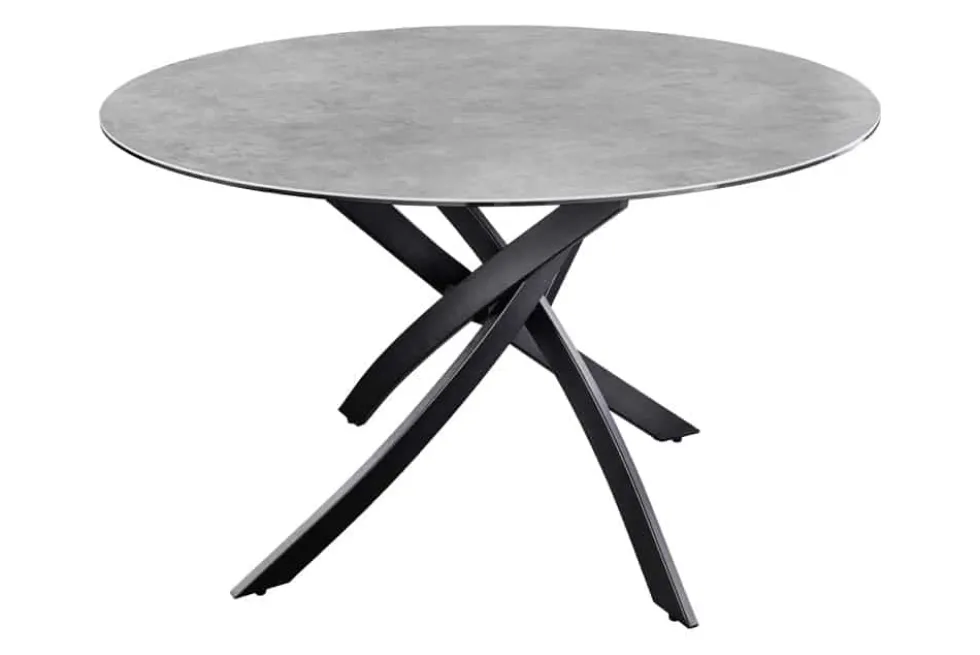 Runder Esstisch ALPINE 120cm anthrazit Keramik schwarzes Metallgestell