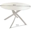Runder Esstisch ALPINE 120cm natur Travertin Keramik champagner greige Metall