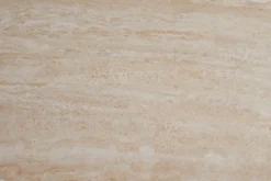 Runder Esstisch ALPINE 120cm natur Travertin Keramik champagner greige Metall