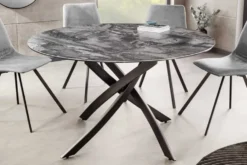 Runder Esstisch ALPINE 120cm taupe Keramik schwarzes Metallgestell