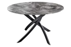 Runder Esstisch ALPINE 120cm taupe Keramik schwarzes Metallgestell