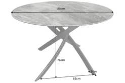 Runder Esstisch ALPINE 120cm taupe Keramik schwarzes Metallgestell