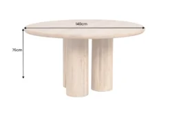 Runder Esstisch ART DECO 140cm natur Mangoholz massiv mit Säulenfüßen