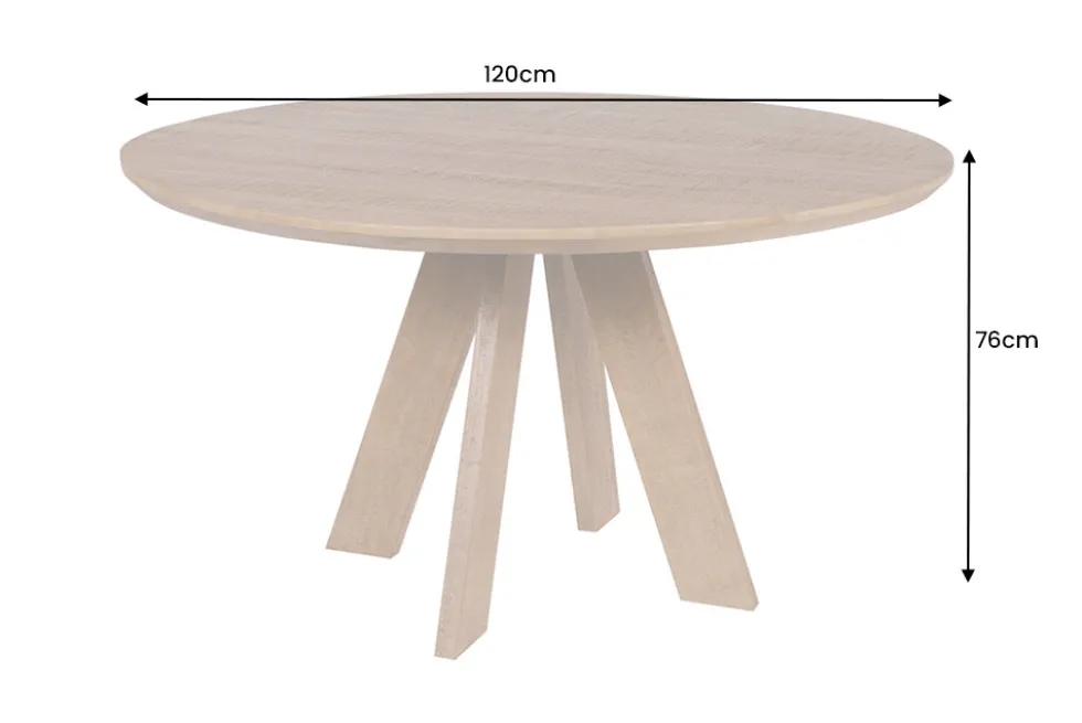 Runder Esstisch ART WOOD 120cm braun massiv Mangoholz