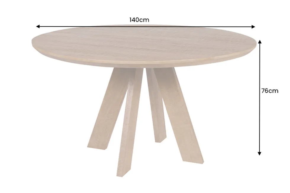 Runder Esstisch ART WOOD 140cm braun massiv Mangoholz