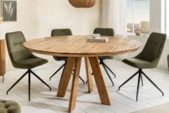 Runder Esstisch ART WOOD 140cm braun massiv Mangoholz