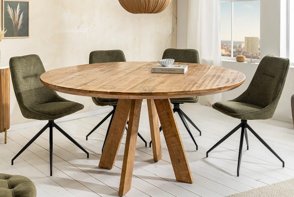 Runder Esstisch ART WOOD 140cm braun massiv Mangoholz