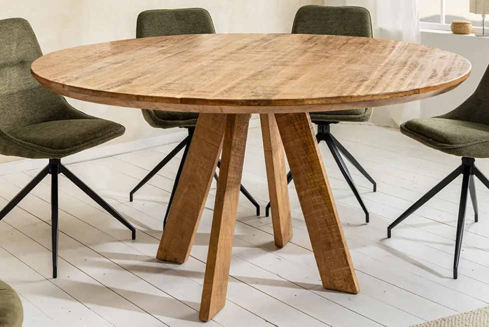 Runder Esstisch ART WOOD 140cm braun massiv Mangoholz