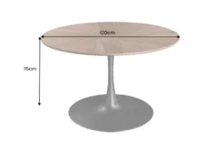 Runder Esstisch ATELIER 120cm braun Walnuss schwarzer Metall Säulenfuß
