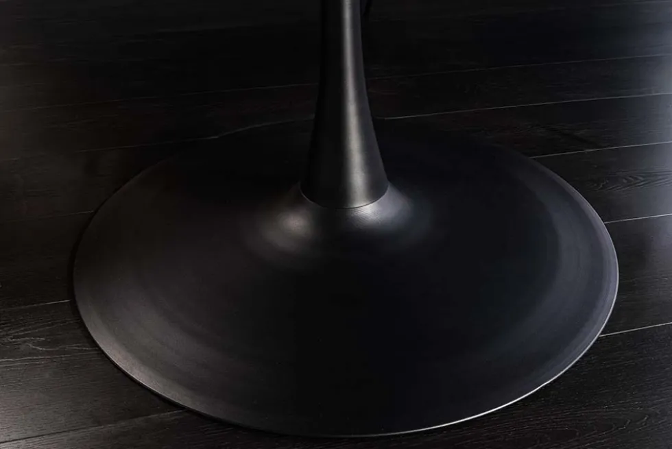 Runder Esstisch ATELIER 120cm braun Walnuss schwarzer Metall Säulenfuß
