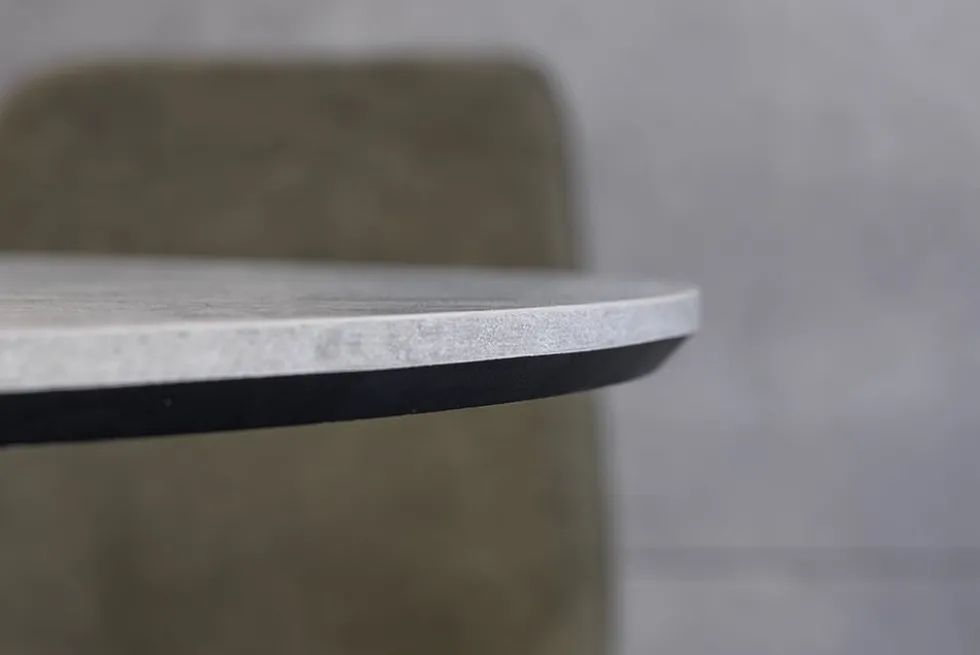 Runder Esstisch ATELIER 100cm grau Beton-Design schwarz Metall