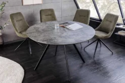Runder Esstisch ATELIER 100cm grau Beton-Design schwarz Metall