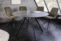 Runder Esstisch ATELIER 100cm grau Beton-Design schwarz Metall