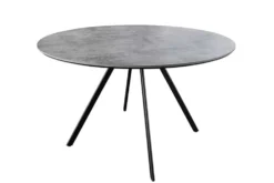 Runder Esstisch ATELIER 120cm grau Beton-Design schwarz Metall