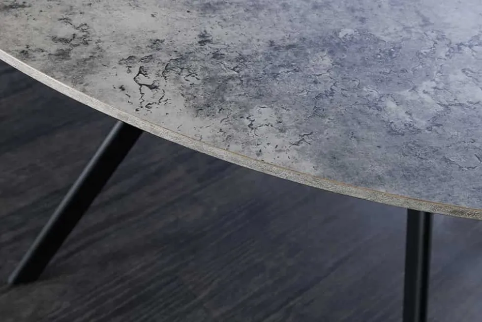 Runder Esstisch ATELIER 120cm grau Beton-Design schwarz Metall