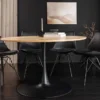 Runder Esstisch ATELIER 120cm natur Eiche schwarz Metall Säulenfuß
