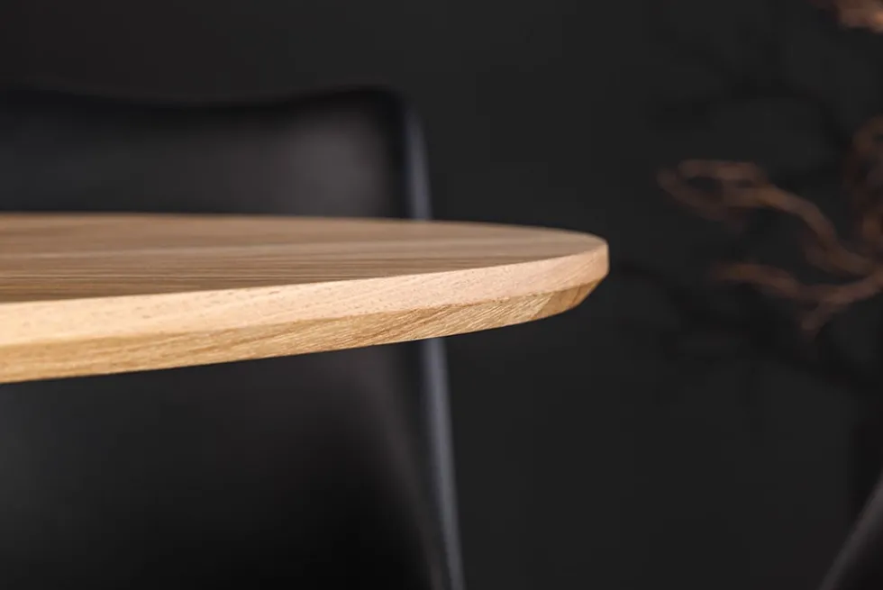 Runder Esstisch ATELIER 120cm natur Eiche schwarz Metall Säulenfuß