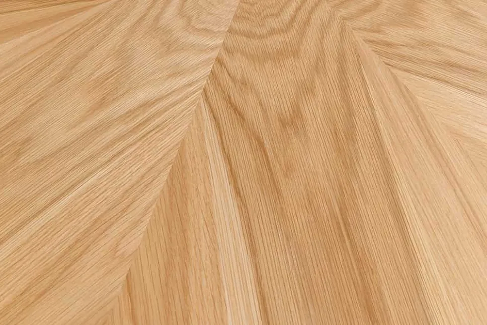Runder Esstisch ATELIER 120cm natur Eiche schwarz Metall Säulenfuß