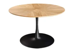 Runder Esstisch ATELIER 120cm natur Eiche schwarz Metall Säulenfuß