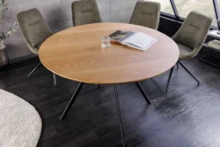 Runder Esstisch ATELIER 120cm natur Eiche schwarz Metall