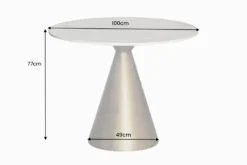 Runder Esstisch ELEGANCIA 100cm messing weiß Marmor Eisen mit Säulenfuß
