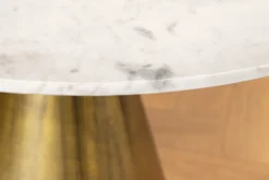 Runder Esstisch ELEGANCIA 100cm messing weiß Marmor Eisen mit Säulenfuß