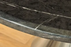 Runder Esstisch ELEGANCIA 130cm schwarz Marmor chrom Stahl mit Säulenfuß