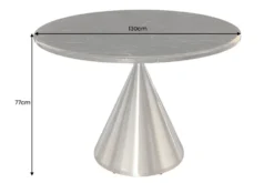 Runder Esstisch ELEGANCIA 130cm schwarz Marmor chrom Stahl mit Säulenfuß
